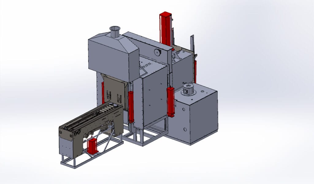 Therelek’s Sealed Quench Furnace line consists of preheating and tempering furnaces, washing machines, stationary table, hydraulic lifts and charge transfer systems.